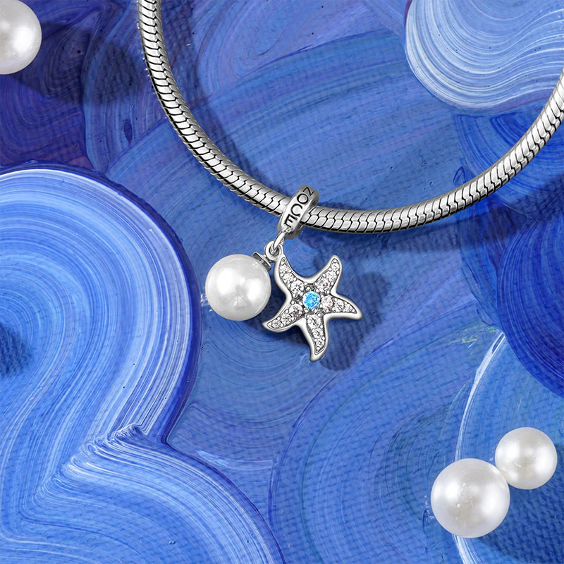 Gnoce Starfish Pearl Double Charm Platinum-plated Silver Blend - Image 3