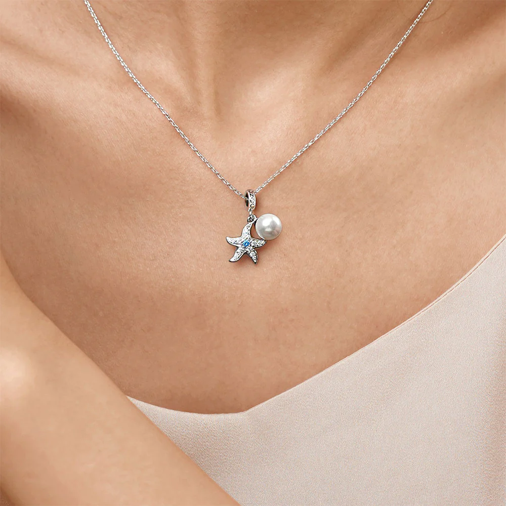 Gnoce Starfish Pearl Double Charm Platinum-plated Silver Blend - Image 7