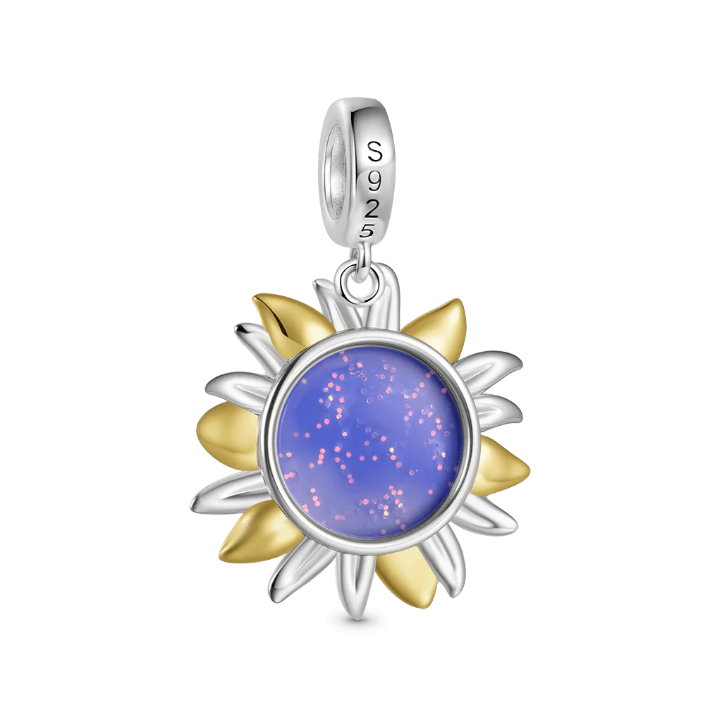 Gnoce Starry Night Sunflower Glow-in-the-Dark Charm Platinum-plated Silver Blend - Image 3