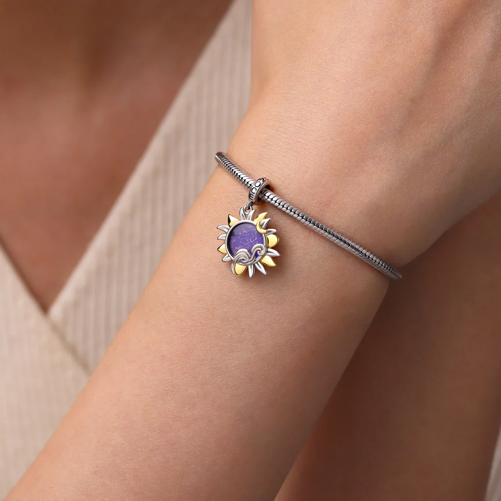 Gnoce Starry Night Sunflower Glow-in-the-Dark Charm Platinum-plated Silver Blend - Image 7