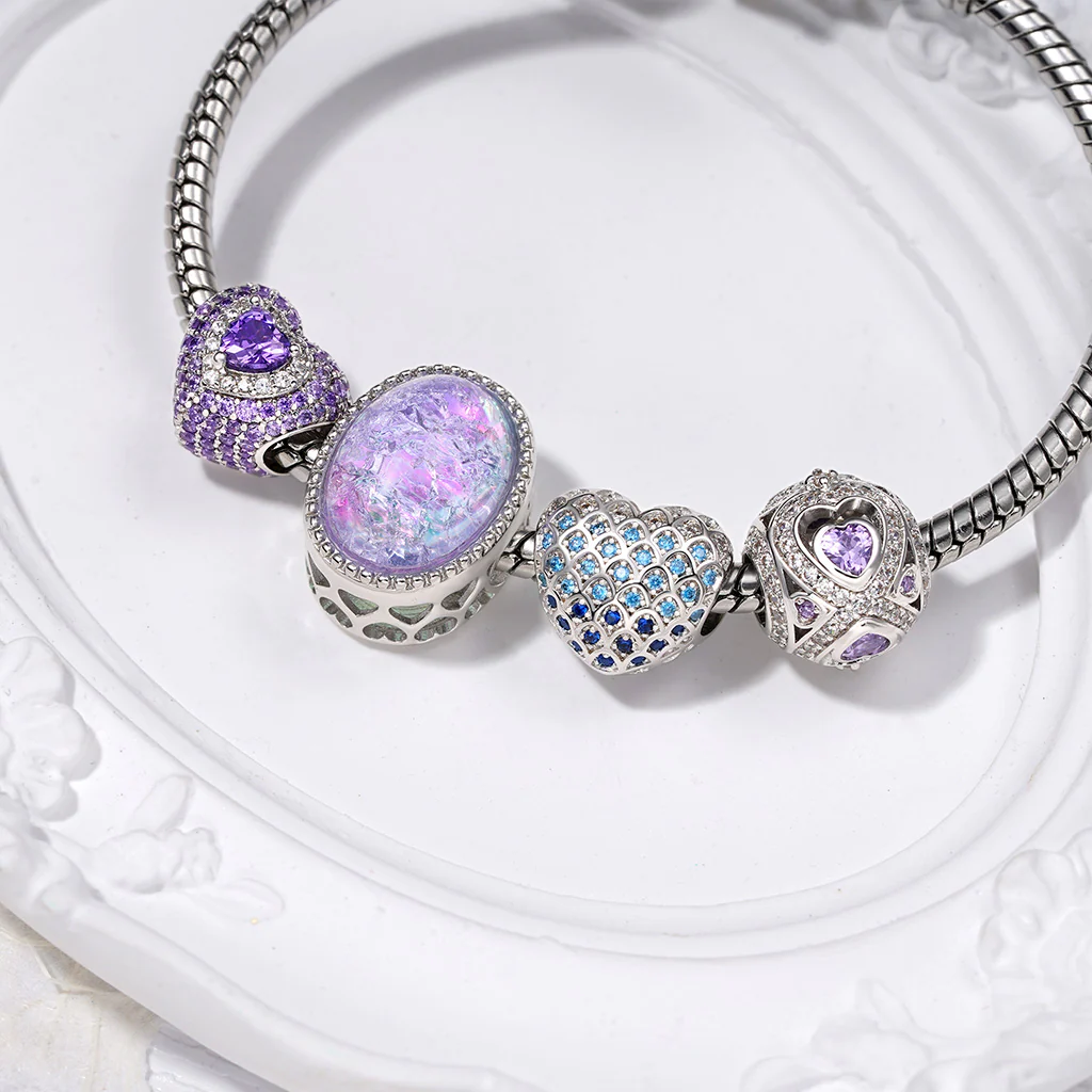 Gnoce Prima Starry Sky Ice Flower Charm Platinum-plated Silver Blend - Image 3
