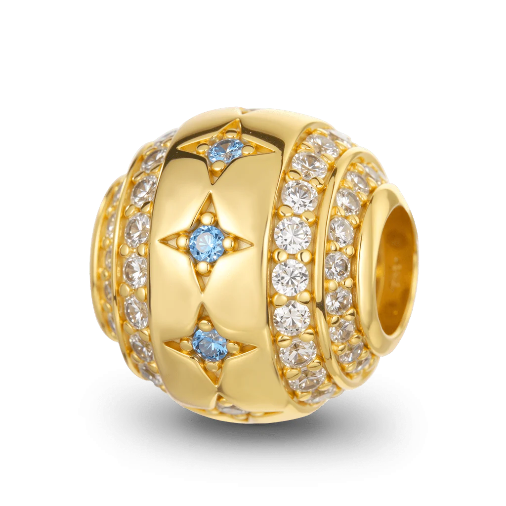 Gnoce Shine Bright Stars Charm Platinum-plated Silver Blend