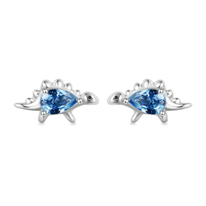 Gnoce Sparkling Stegosaurus Stud Earrings Platinum-plated Silver Blend - Image 2