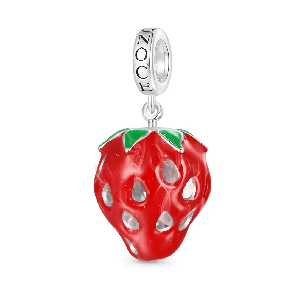 Gnoce Red Strawberry Incense Charm Platinum-plated Silver Blend