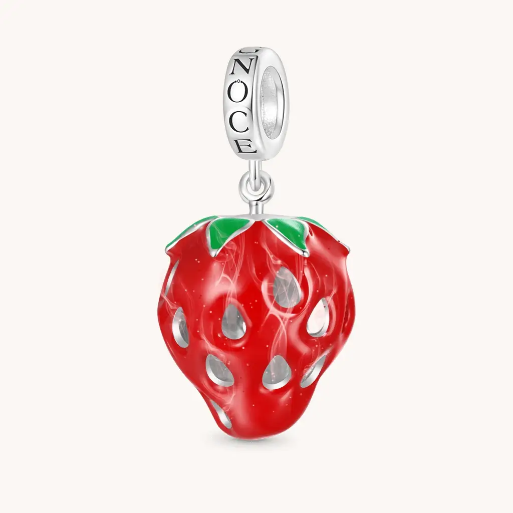 Gnoce Red Strawberry Incense Charm Platinum-plated Silver Blend - Image 2