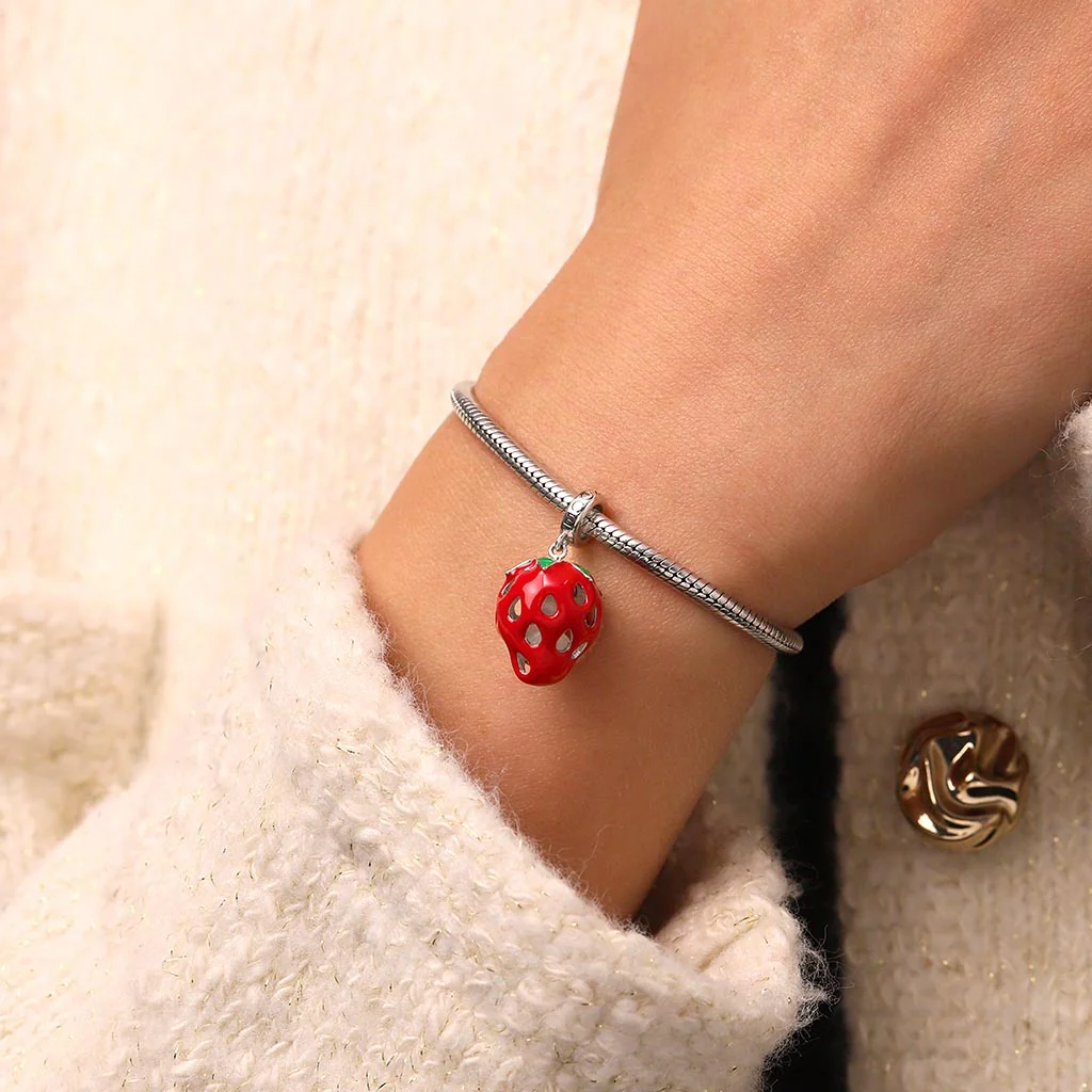Gnoce Red Strawberry Incense Charm Platinum-plated Silver Blend - Image 8