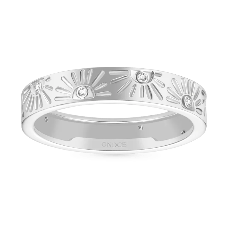 Gnoce Silver Sun Band Ring Platinum-plated Silver Blend