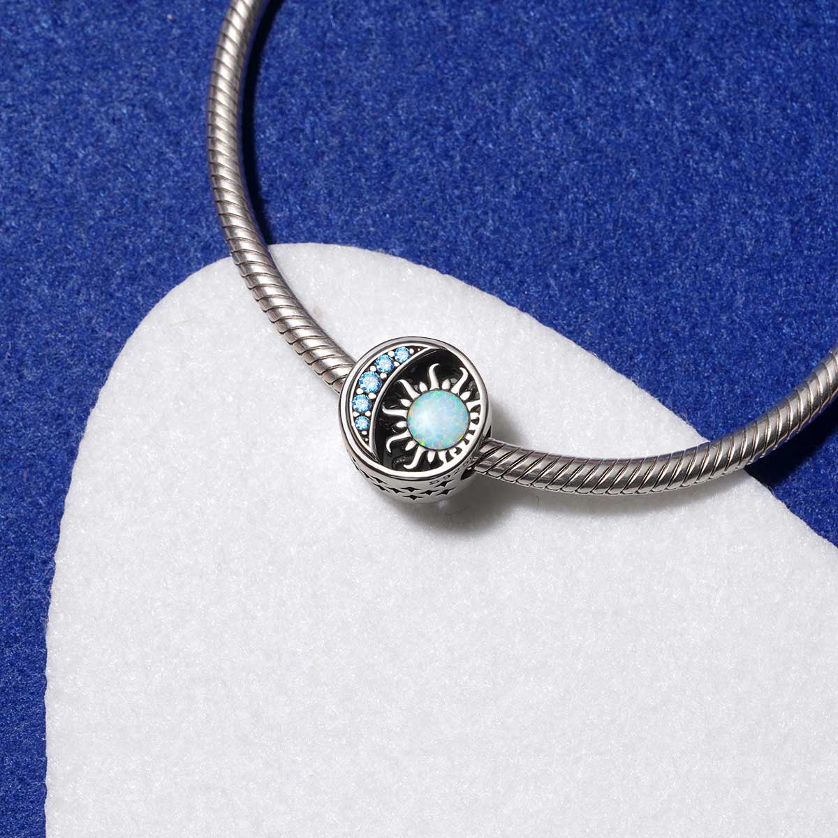 Gnoce Sparkling Sun Moon Opal Stone Charm - Image 3