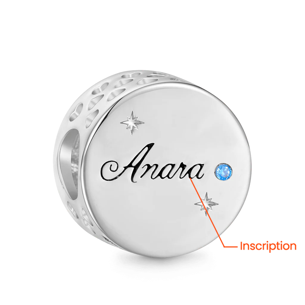 Gnoce Sun Rotating in Crescent Engravable Charm Platinum-plated Silver Blend - Image 2