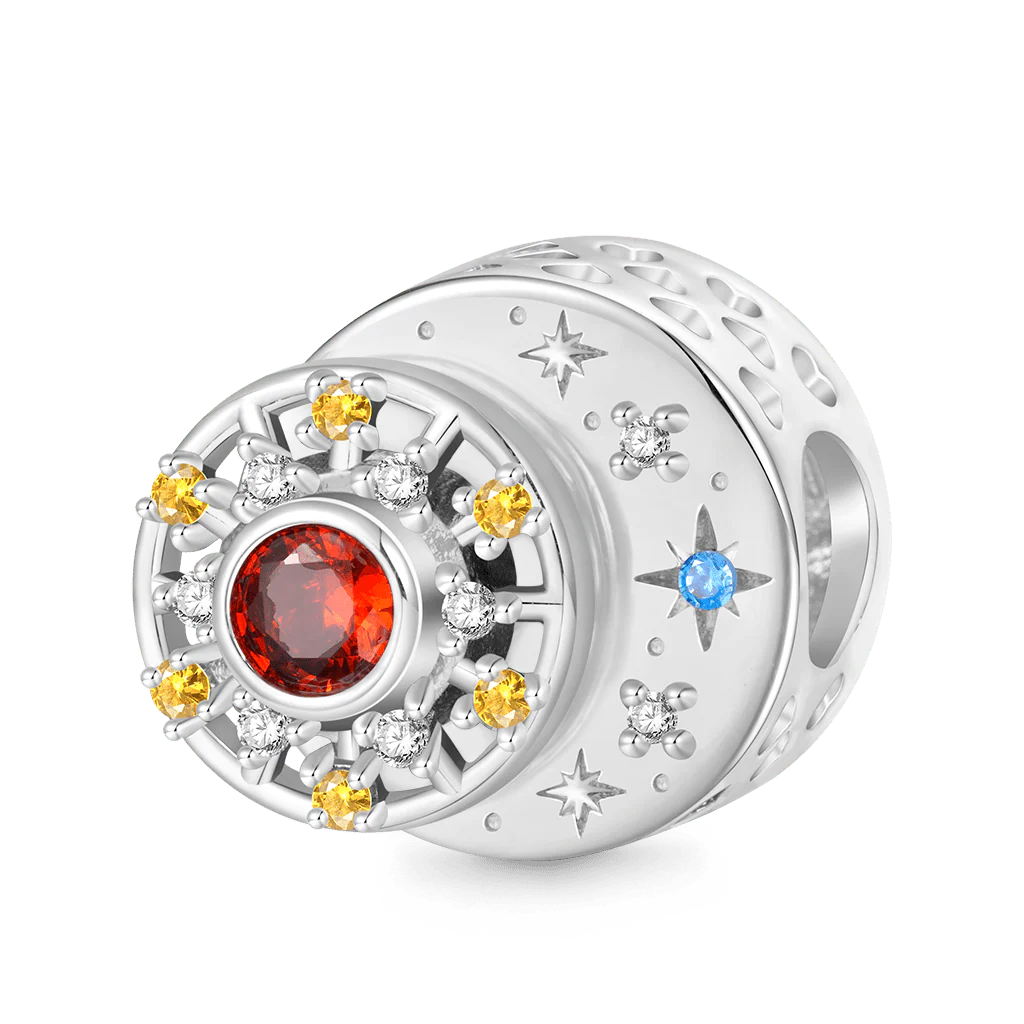 Gnoce Sun Rotating in Crescent Engravable Charm Platinum-plated Silver Blend - Image 3