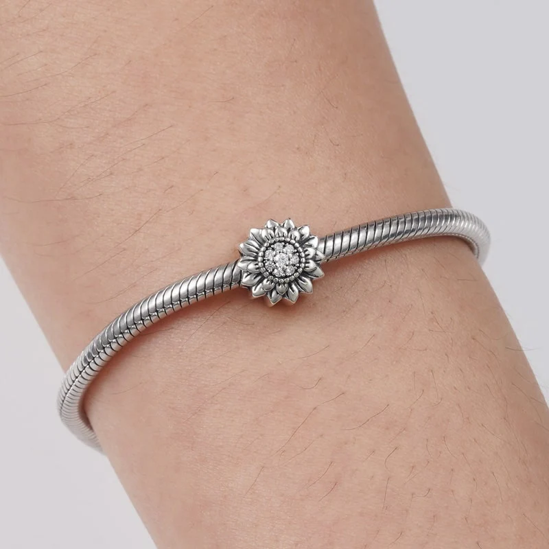 Sunflower Charm Bead Sterling Silver - Image 3
