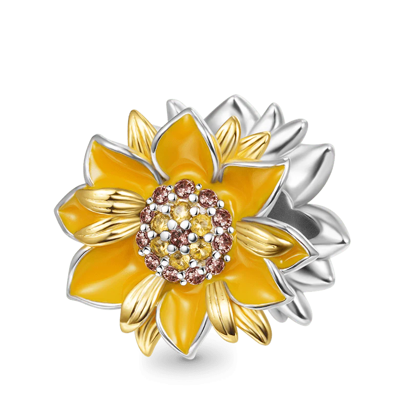 Gnoce Sparkling Sunflower Charm Platinum-plated Silver Blend
