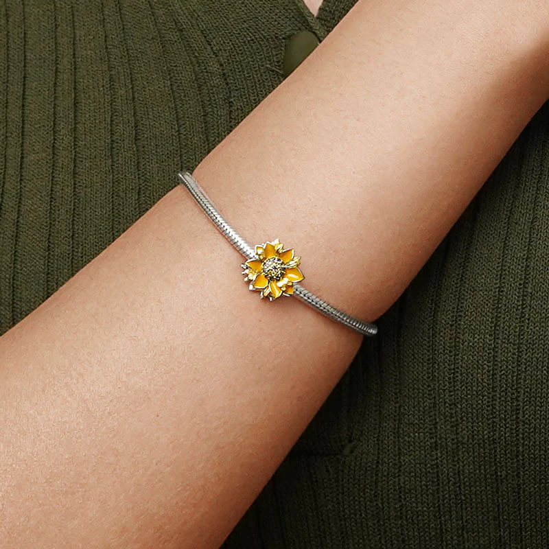 Gnoce Sparkling Sunflower Charm Platinum-plated Silver Blend - Image 5