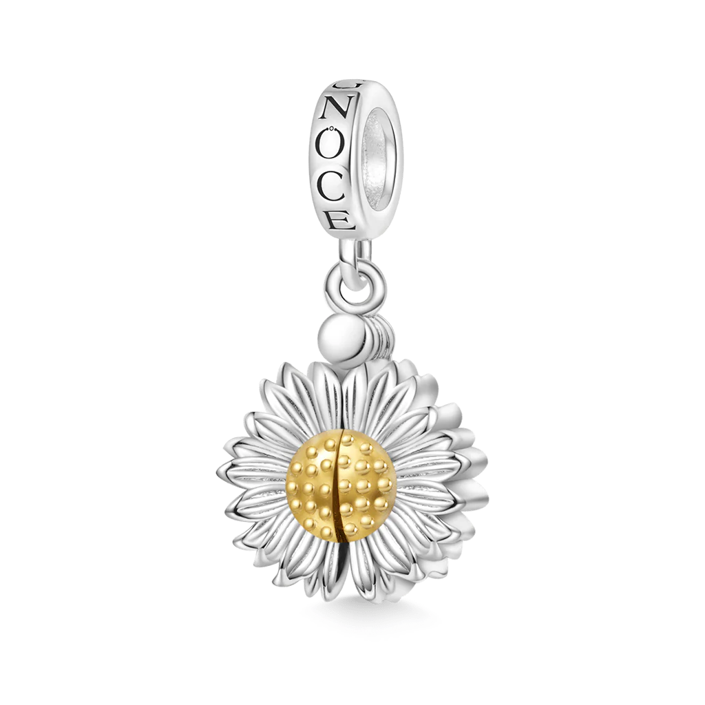 Gnoce Openable Sunflower Engravable Charm Platinum-plated Silver Blend - Image 2