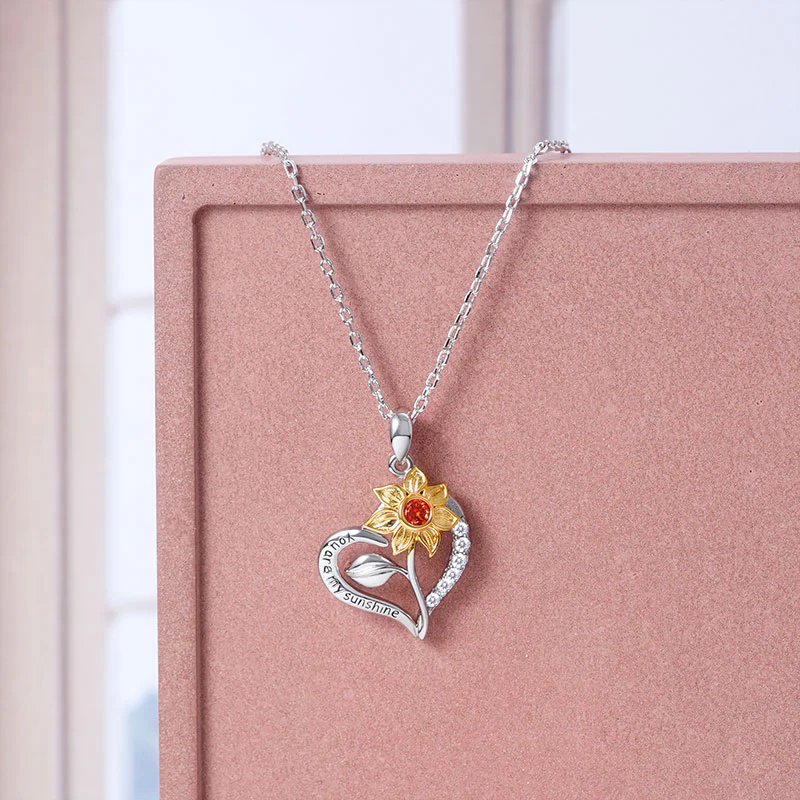 Gnoce Sunflower "You Are My Sunshine" Necklace Platinum-plated Silver Blend - Image 3
