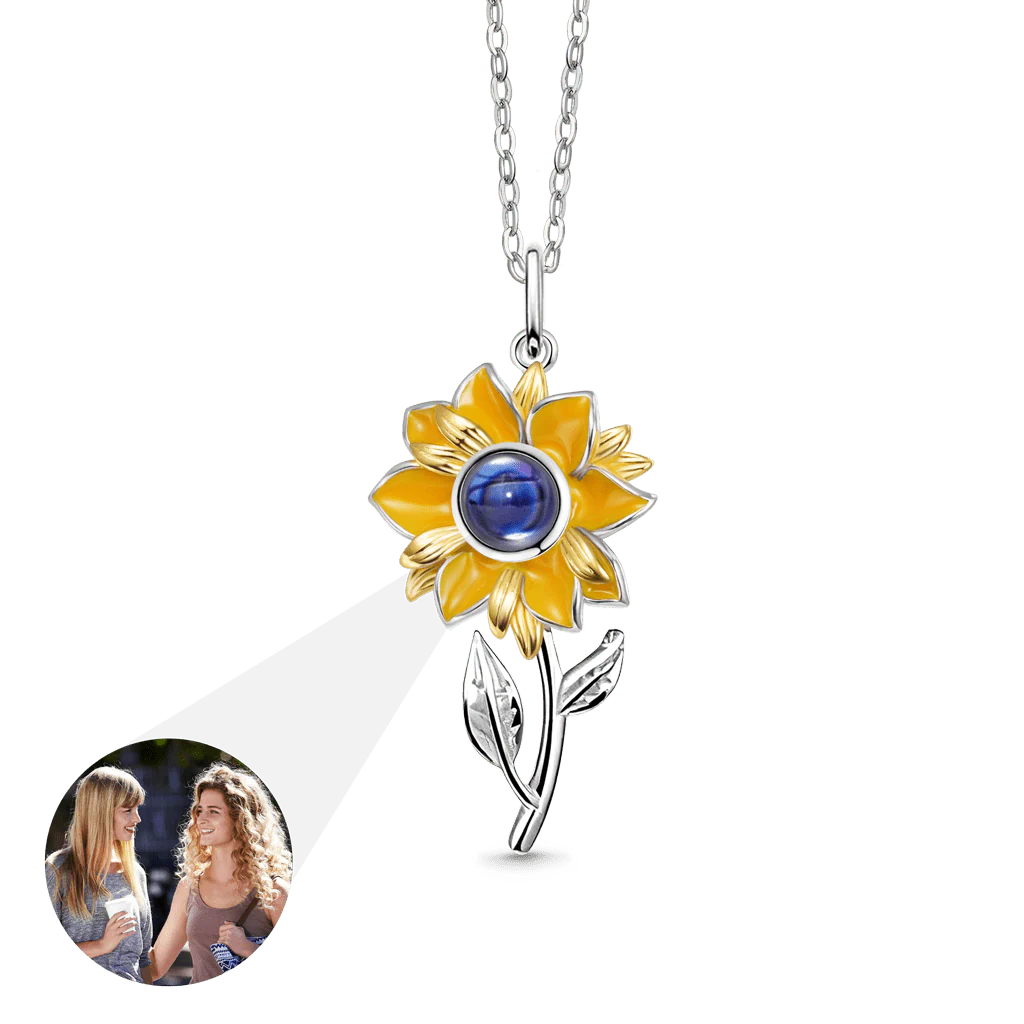 Gnoce Sunflower Photo Projection Necklace