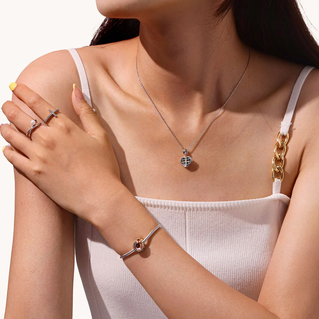 Gnoce Sunflower Round-cut Smoky Zircon Charm Platinum-plated Silver Blend - Image 4