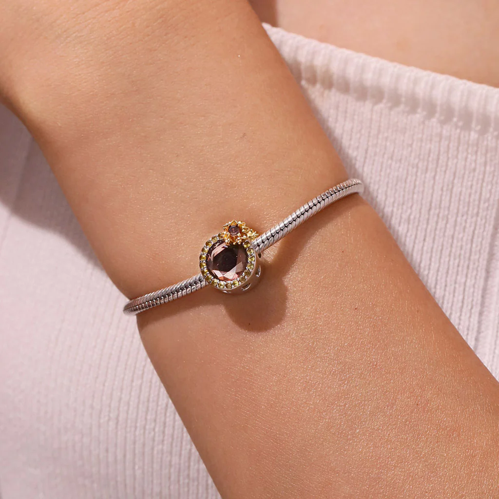 Gnoce Sunflower Round-cut Smoky Zircon Charm Platinum-plated Silver Blend - Image 5