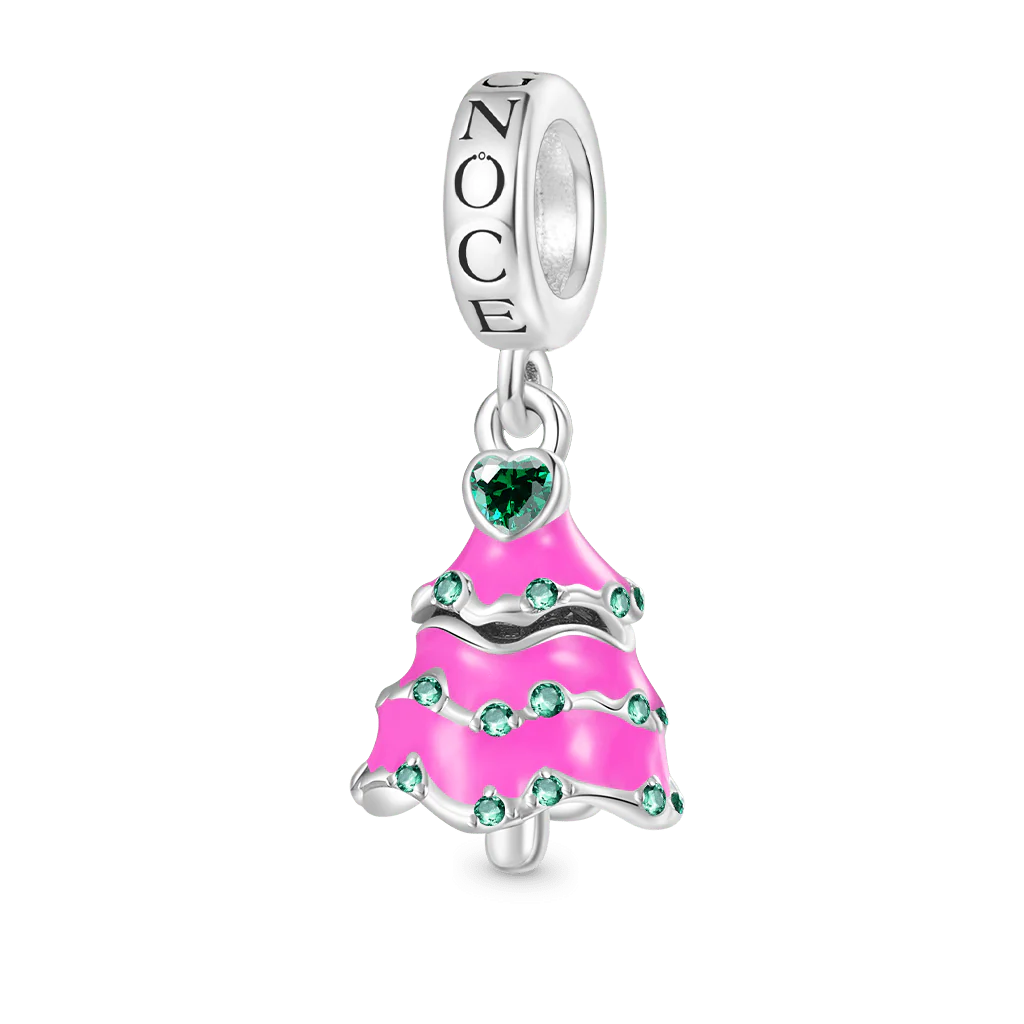 Gnoce Openable Surprise Christmas Pink Tree Charm Platinum-plated Silver Blend - Image 2