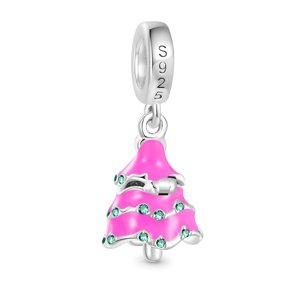 Gnoce Openable Surprise Christmas Pink Tree Charm Platinum-plated Silver Blend - Image 3