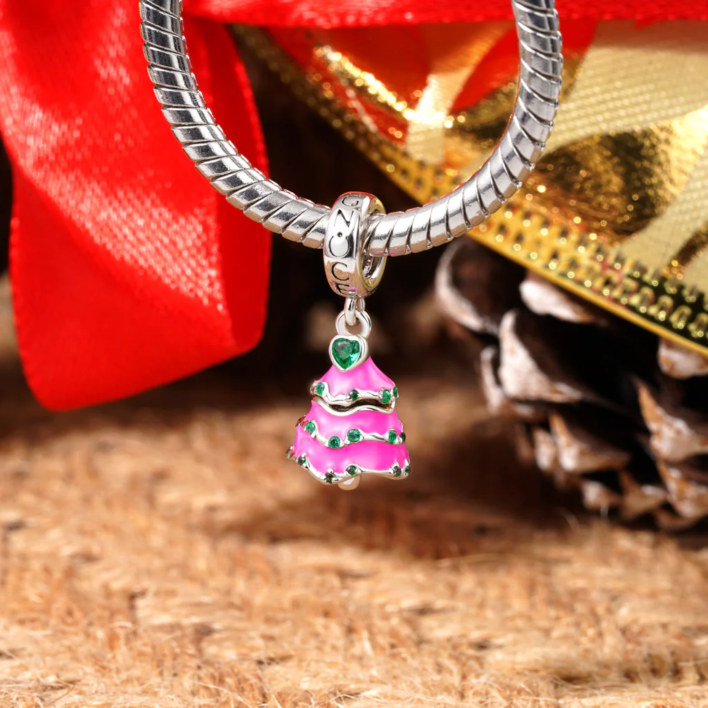 Gnoce Openable Surprise Christmas Pink Tree Charm Platinum-plated Silver Blend - Image 4