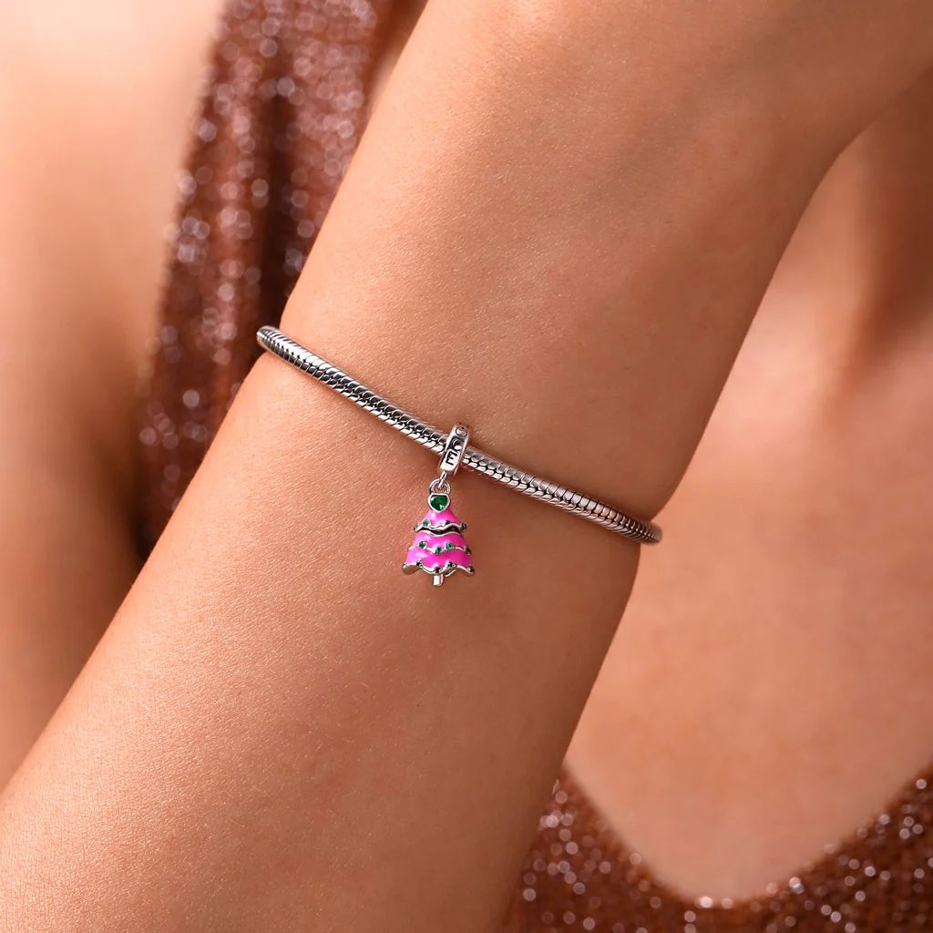 Gnoce Openable Surprise Christmas Pink Tree Charm Platinum-plated Silver Blend - Image 7