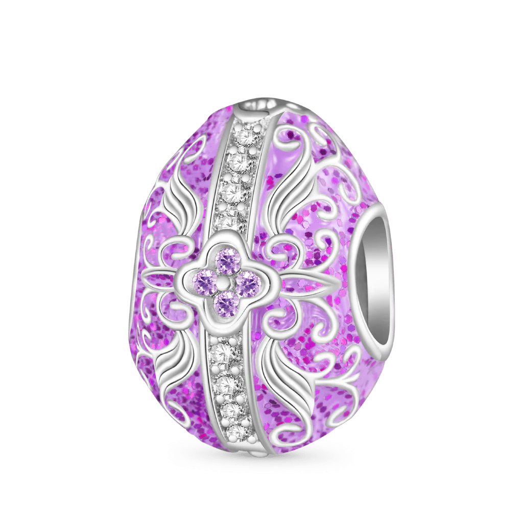 Gnoce Surprise Easter Egg Retro Pattern Charm Platinum-plated Silver Blend
