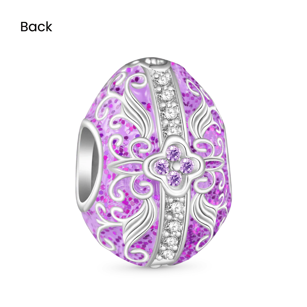 Gnoce Surprise Easter Egg Retro Pattern Charm Platinum-plated Silver Blend - Image 2