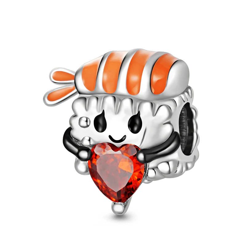 Gnoce Delicious Sushi Roll Embraces Heart Charm Platinum-plated Silver Blend