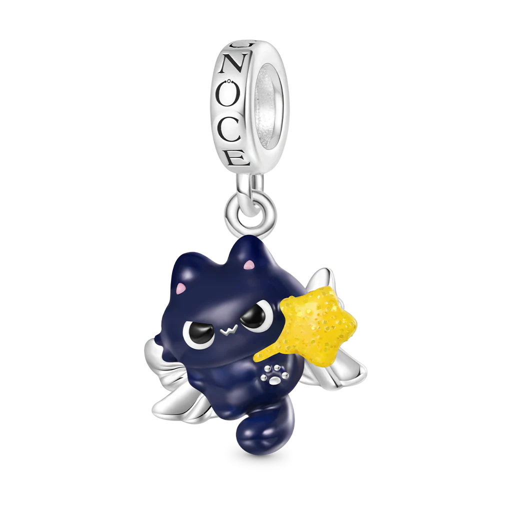 Gnoce Playful Tapioca the Void Cat Charm Platinum-plated Silver Blend