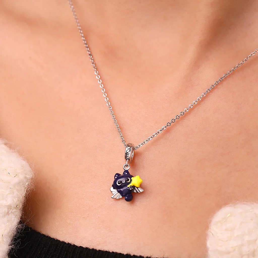 Gnoce Playful Tapioca the Void Cat Charm Platinum-plated Silver Blend - Image 6