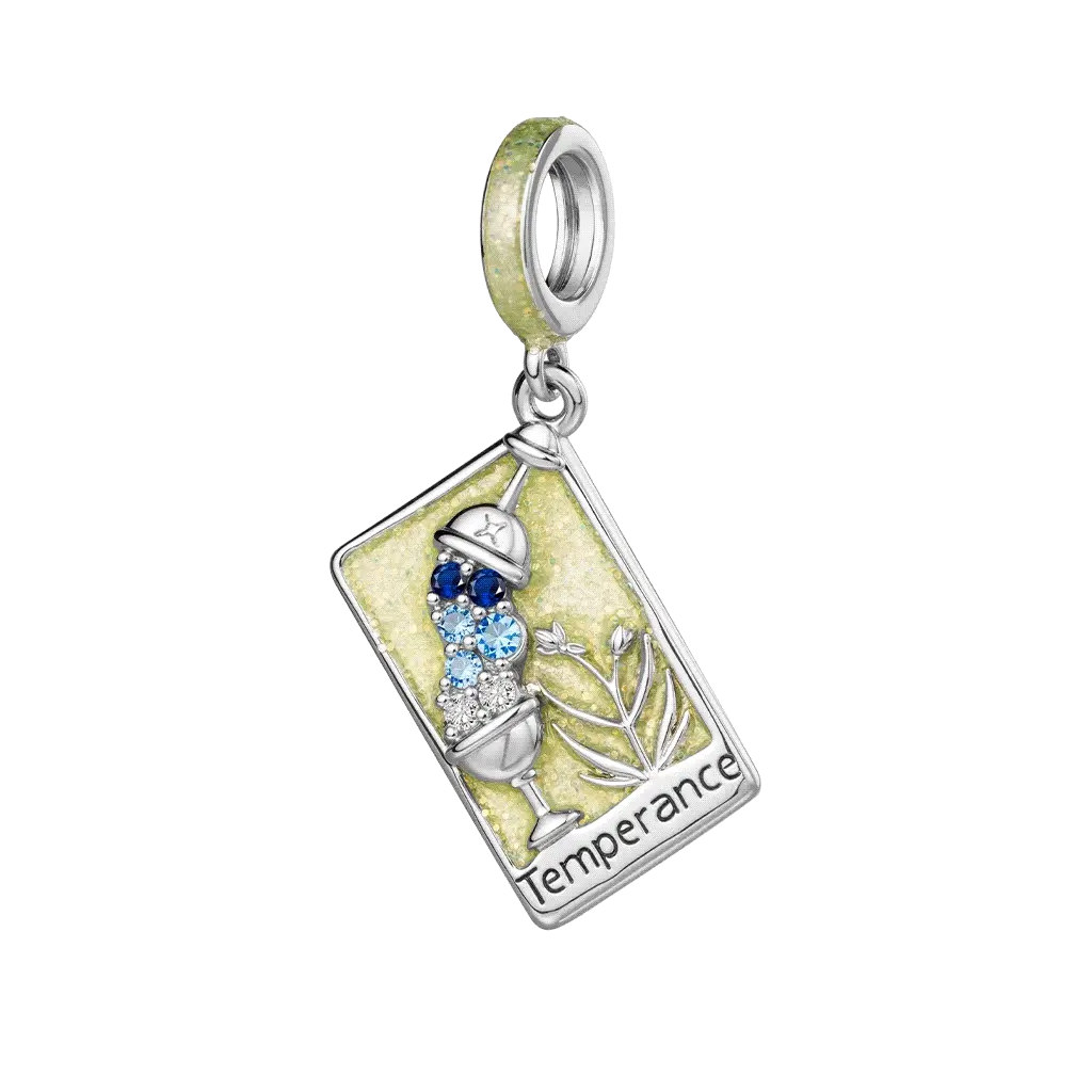Gnoce Tarot Temperance Card Glow-in-the-Dark Charm Platinum-plated Silver Blend - Image 2