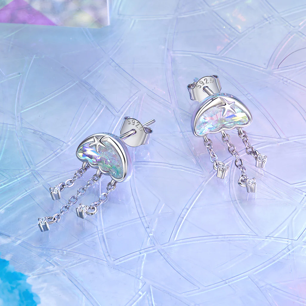 Gnoce Tassel Fantasy Jellyfish Stud Earrings - Image 2
