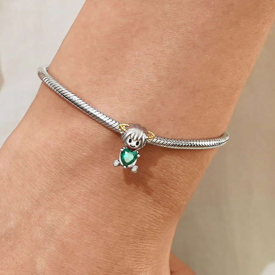 Gnoce Taurus Zodiac Embraces Heart Gem Charm Platinum-plated Silver Blend - Image 5