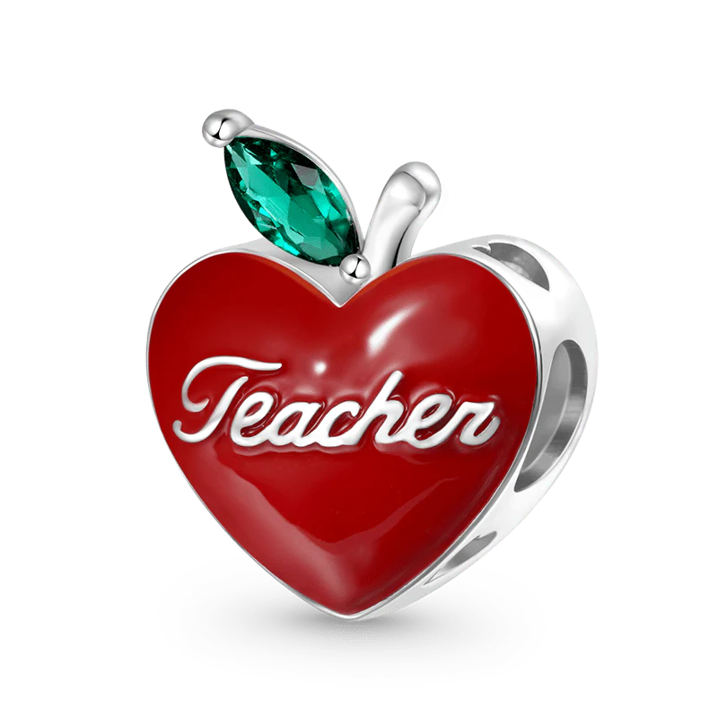 Gnoce Teacher Apple Charm Platinum-plated Silver Blend