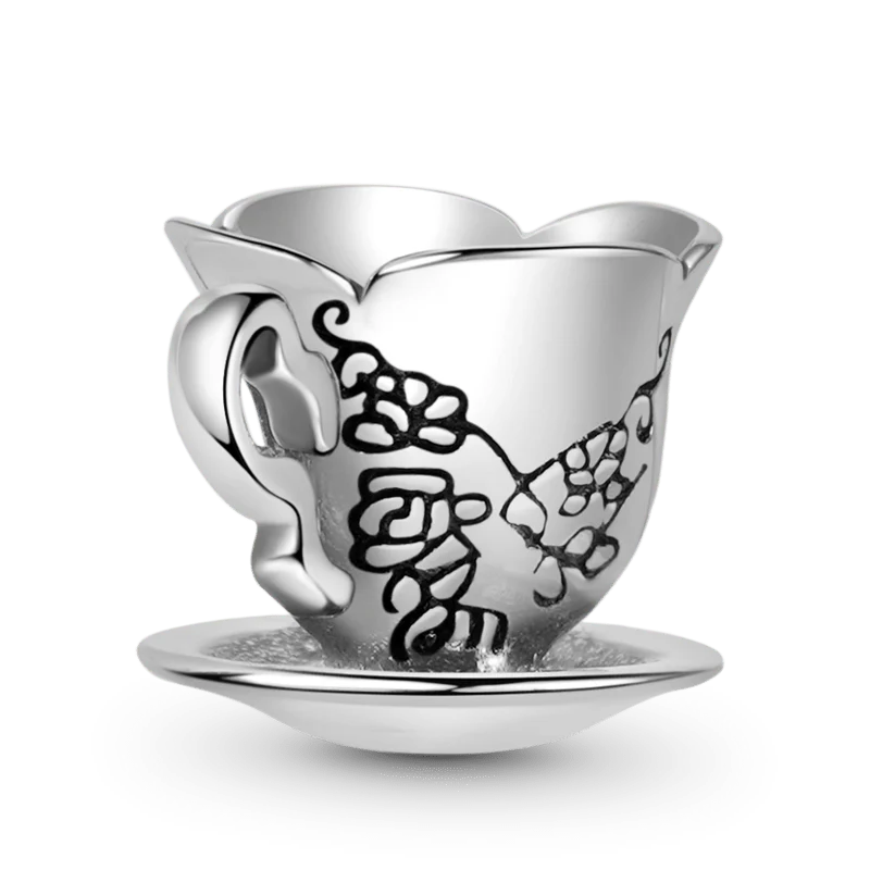 Teacup Charm Bead Sterling Silver - Image 2