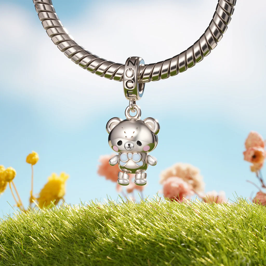 Gnoce Teddie House Art Teddie Bear Pendant Platinum-plated Silver Blend - Image 4