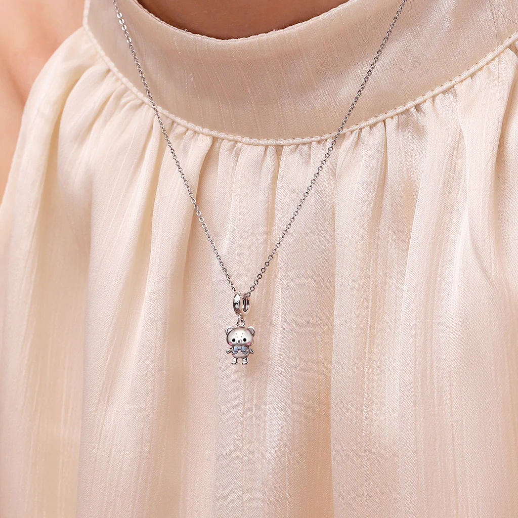 Gnoce Teddie House Art Teddie Bear Pendant Platinum-plated Silver Blend - Image 5