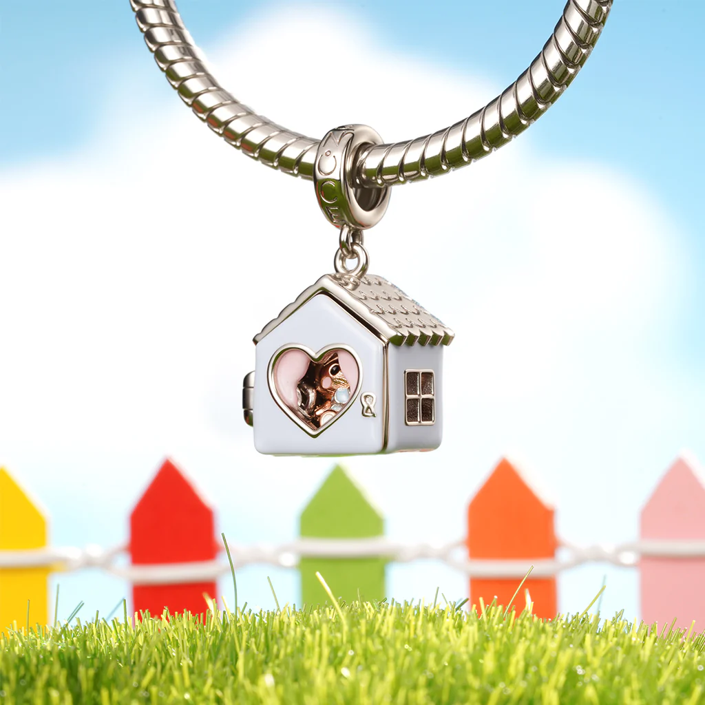 Gnoce Teddie House Art Teddie in a House Pendant Platinum-plated Silver Blend - Image 4