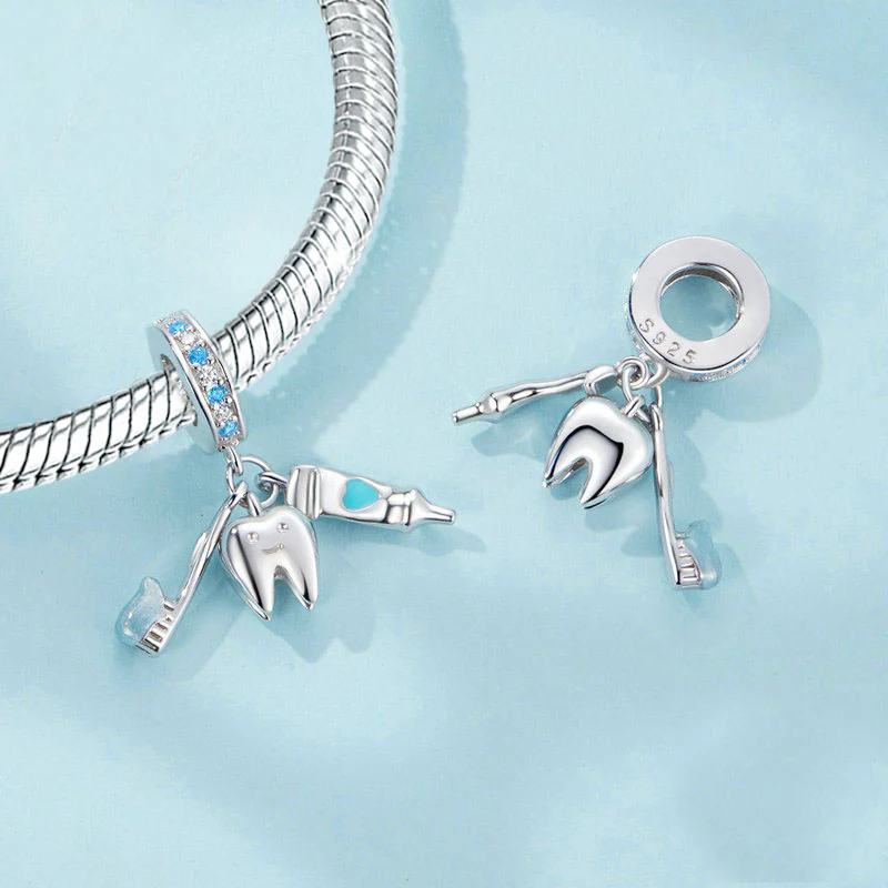 Gnoce Toothbrush, Toothpaste & Mini Tooth Pendant Dangle Charm - Image 2