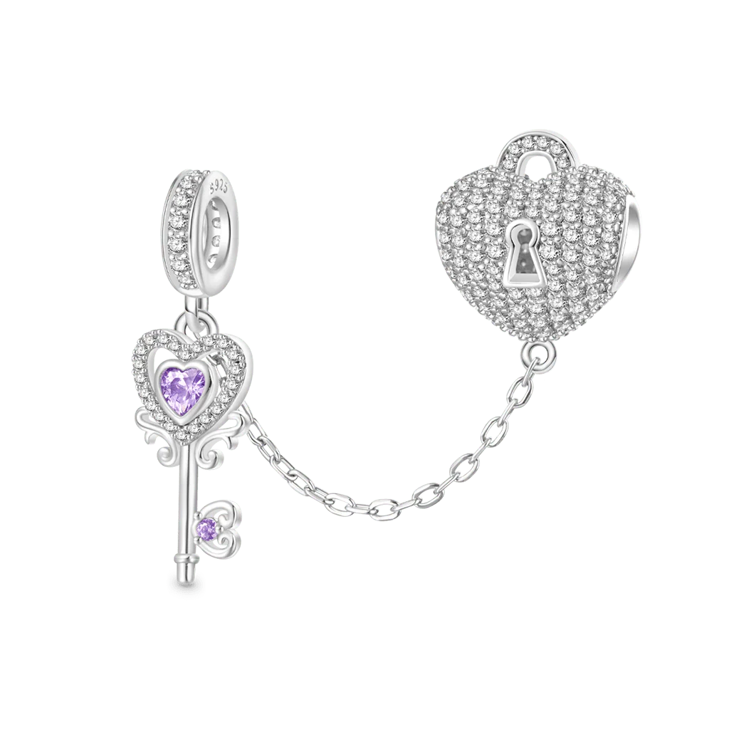 Gnoce Key To My Heart Birthstone Charm Platinum-plated Silver Blend - Image 2
