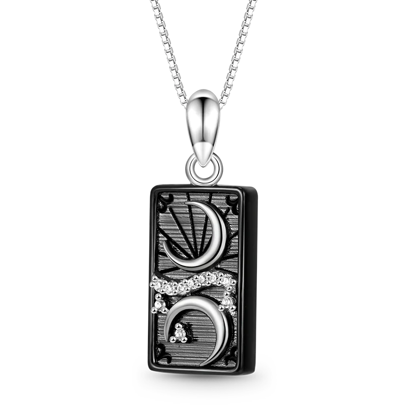 Gnoce "the Moon" Tarot Necklace Platinum-plated Silver Blend