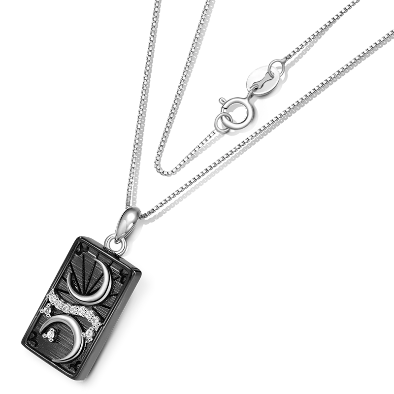 Gnoce "the Moon" Tarot Necklace Platinum-plated Silver Blend - Image 3