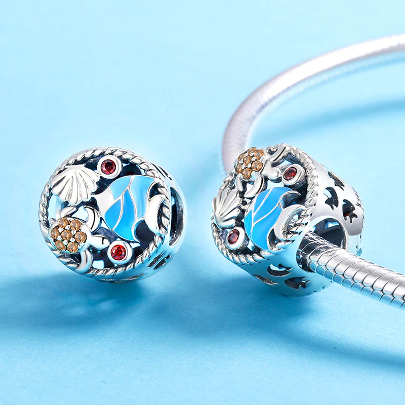 The Underwater World Charm Bead 925 Sterling Silver with Blue Enamels & Colorful Gemstones - Image 2
