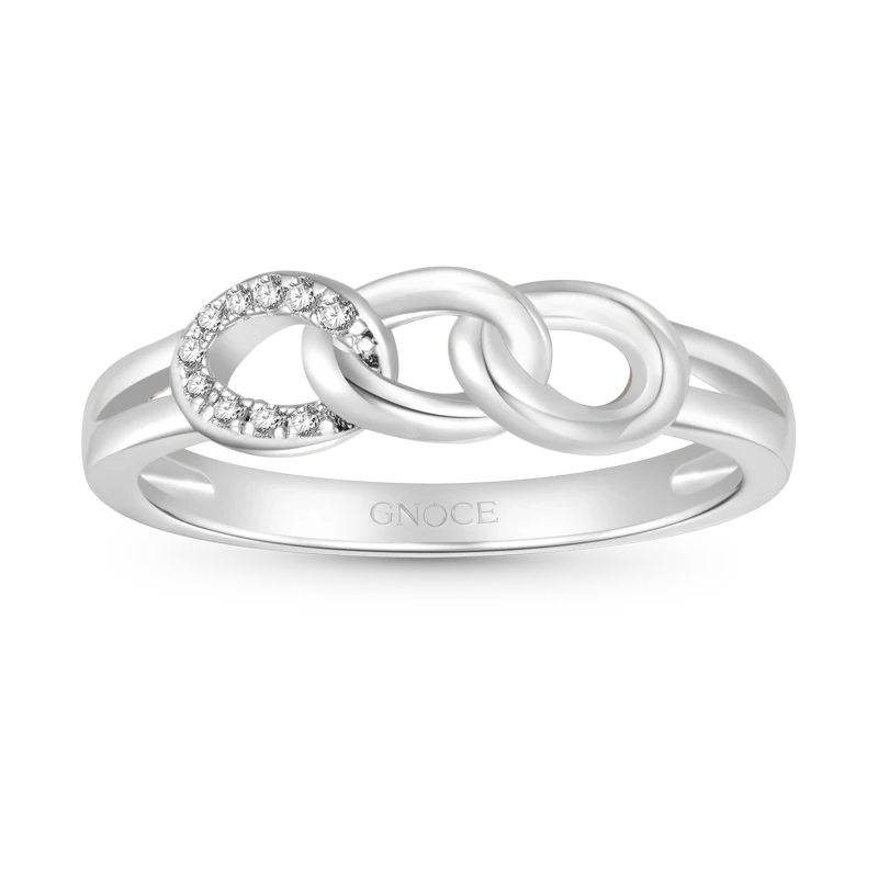Gnoce Three Open Circle Chain Ring Platinum-plated Silver Blend