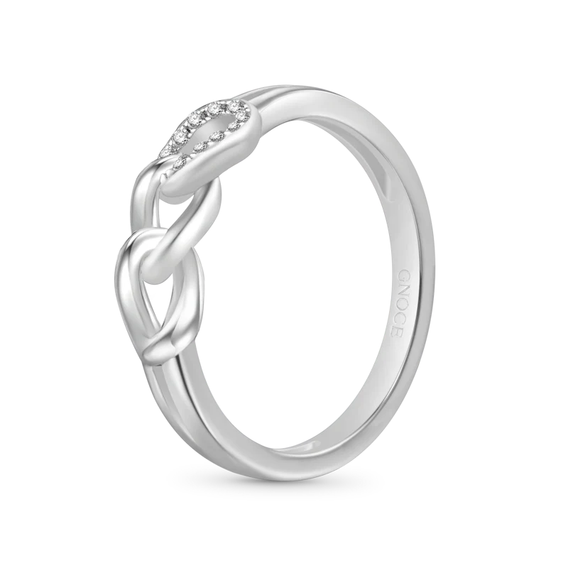 Gnoce Three Open Circle Chain Ring Platinum-plated Silver Blend - Image 2