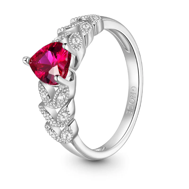 Gnoce Heart Cut Garnet Engagement Ring Platinum-plated Silver Blend - Image 3