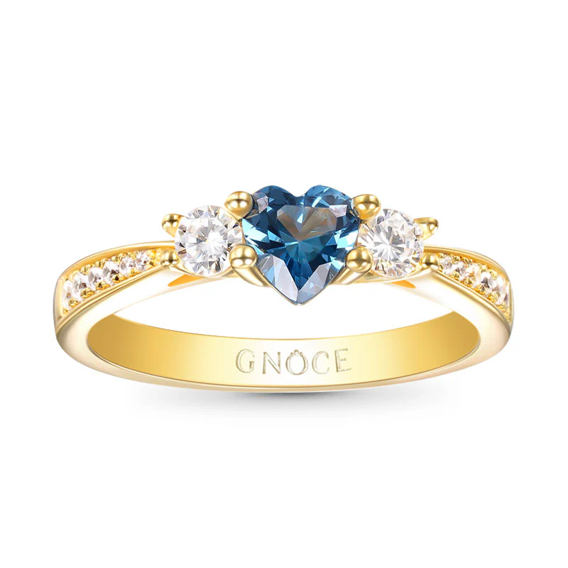 Gnoce Sparkling Three-Stone Promise Ring Platinum-plated Silver Blend