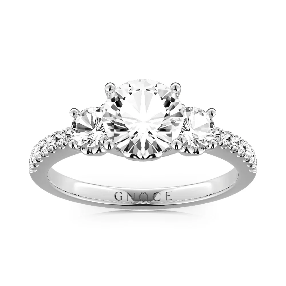 Gnoce Vintage Three Stones Promise Ring Platinum-plated Silver Blend