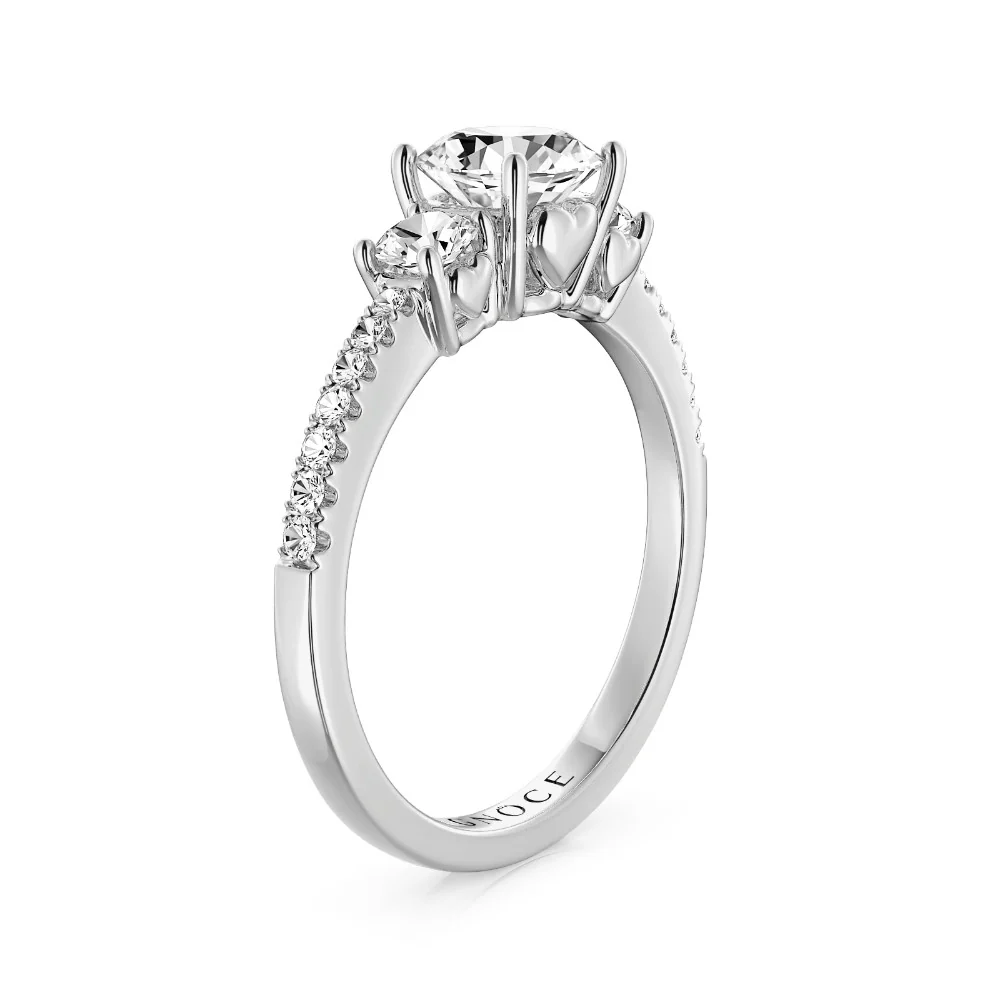 Gnoce Vintage Three Stones Promise Ring Platinum-plated Silver Blend - Image 2